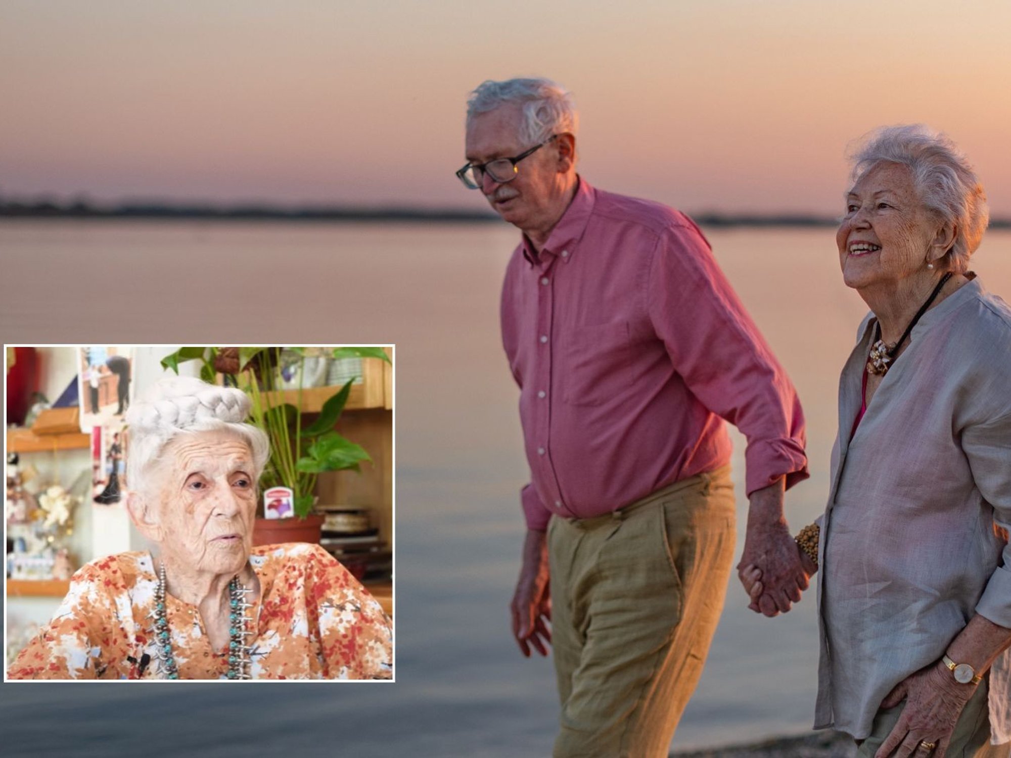 103-year-old Gladys/Elderly couple walking