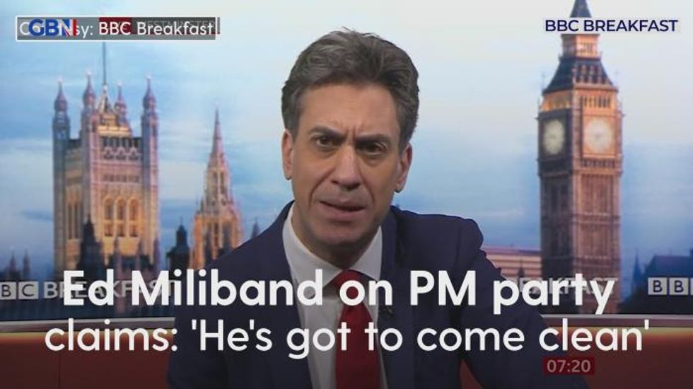 Boris Johnson 'cannot run and he cannot hide' from Downing Street drinks party scandal says Ed Miliband