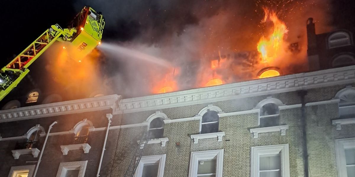 NextImg:London fire: 100 firefighters descend on Kensington flats as blaze tears through converted terraced house
