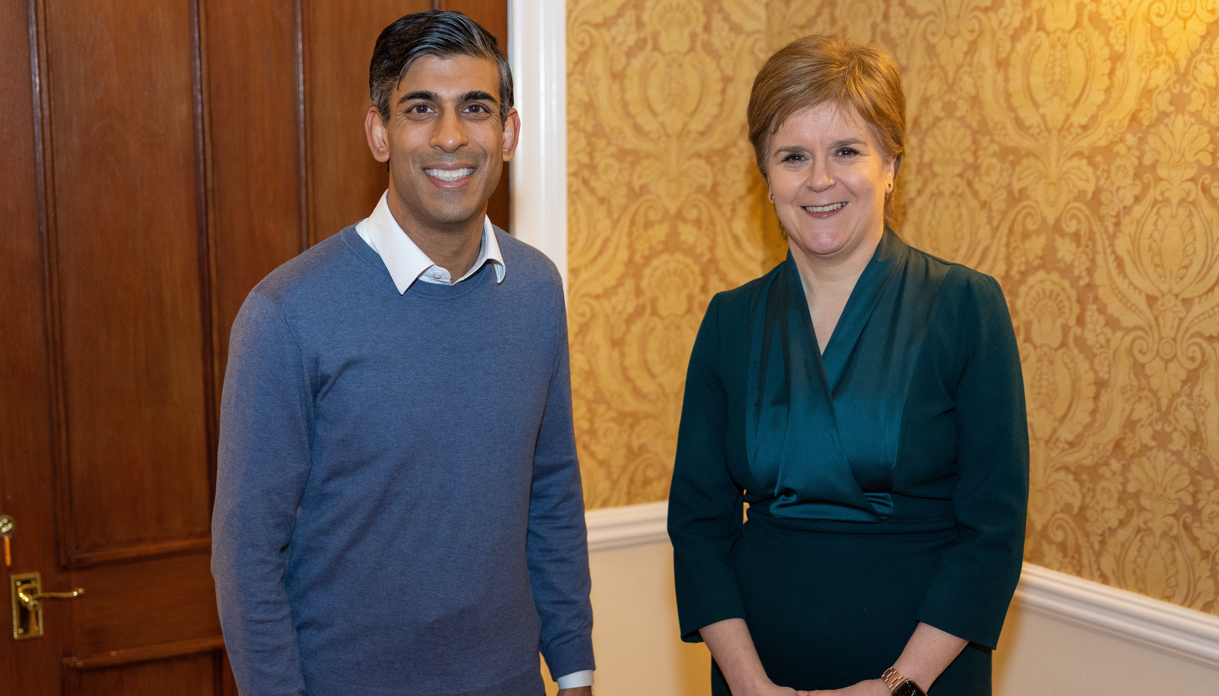 12/01/2023. Inverness, United Kingdom. The Prime Minister Rishi Sunak and Scotland's First Minister Nicola Sturgeon in Inverness, Scotland. Picture by Simon Walker / No 10 Downing Street