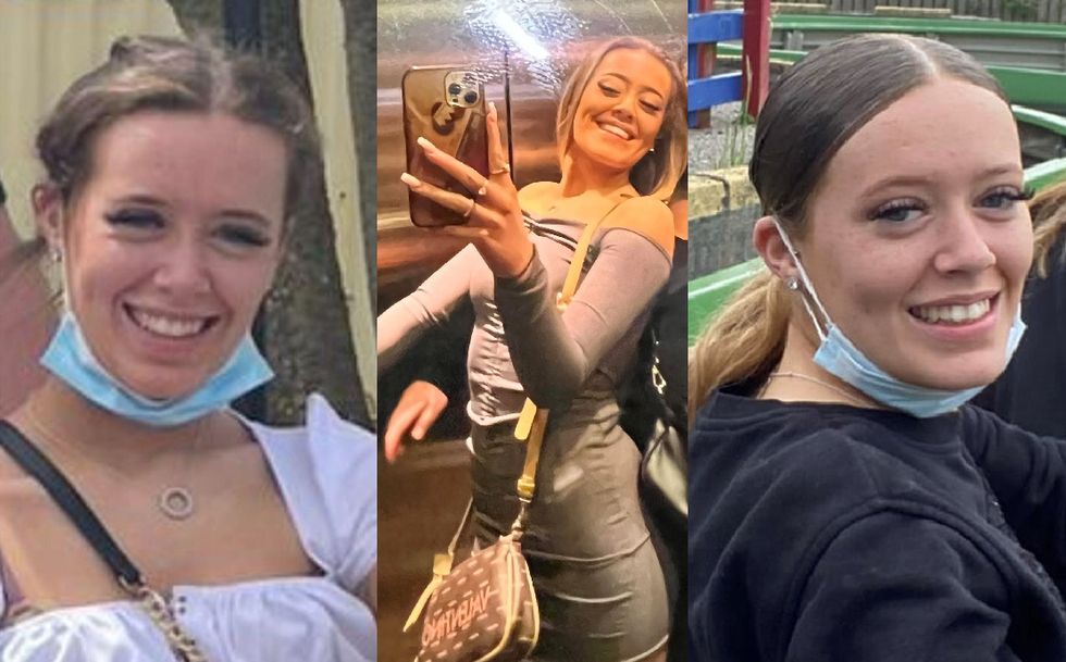 18-year-old Marnie Clayton from Bracknell who has been reported missing after leaving a nightclub in Windsor, Berkshire, in the early hours of Sunday morning, including (centre) a selfie taken on Saturday 15/01/22 shortly before she disappeared.