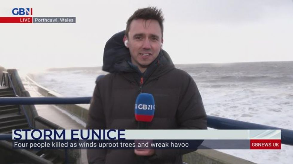 GB News reporter SOAKED by crashing waves as Storm Eunice continues to cause chaos
