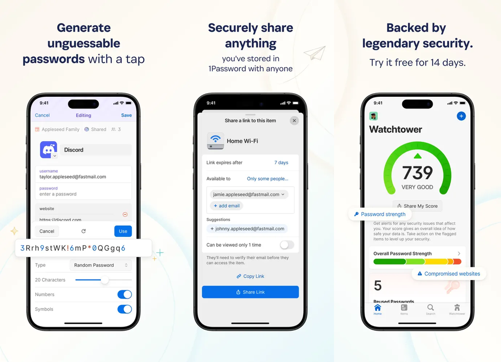 1password screenshots on iphone