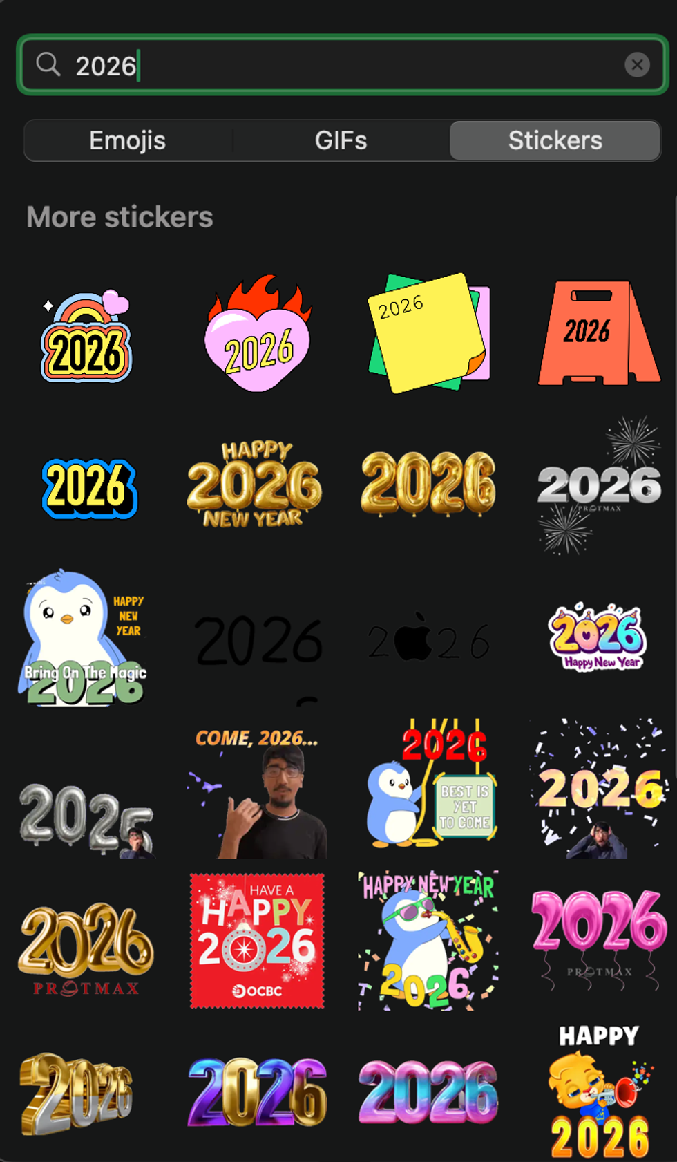 2026 stickers on WhatsApp