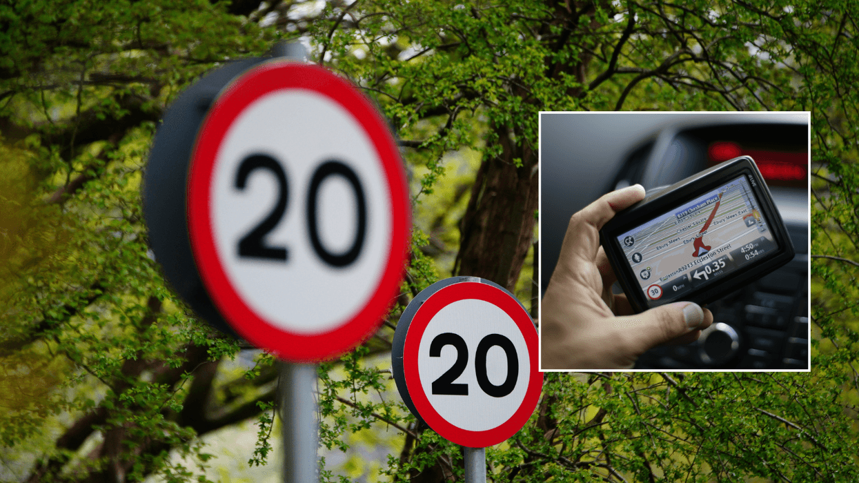 20mph limit and sat nav device in car