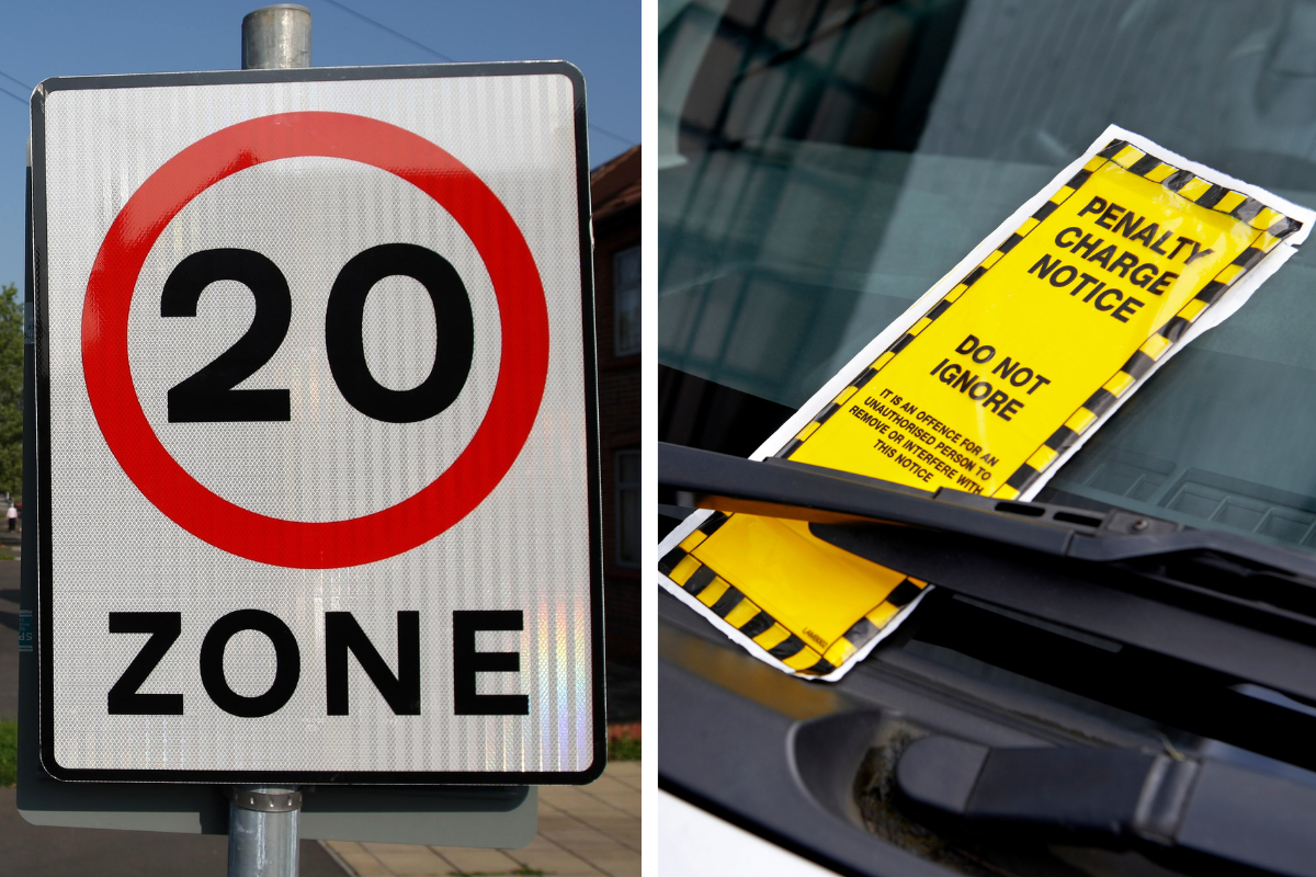 20mph sign and a parking ticket