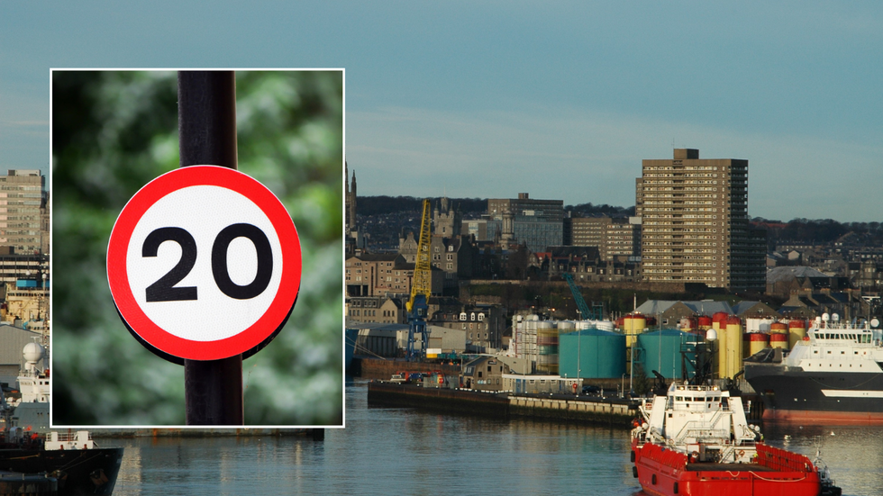 20mph sign and Aberdeen harbour