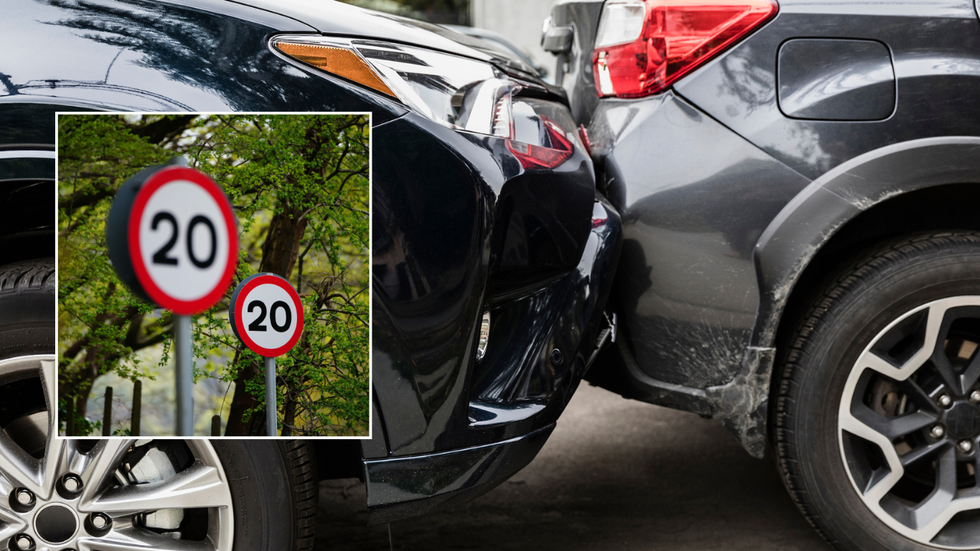 20mph sign and car crash