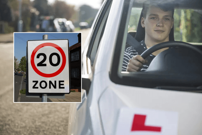 20mph sign and young driver