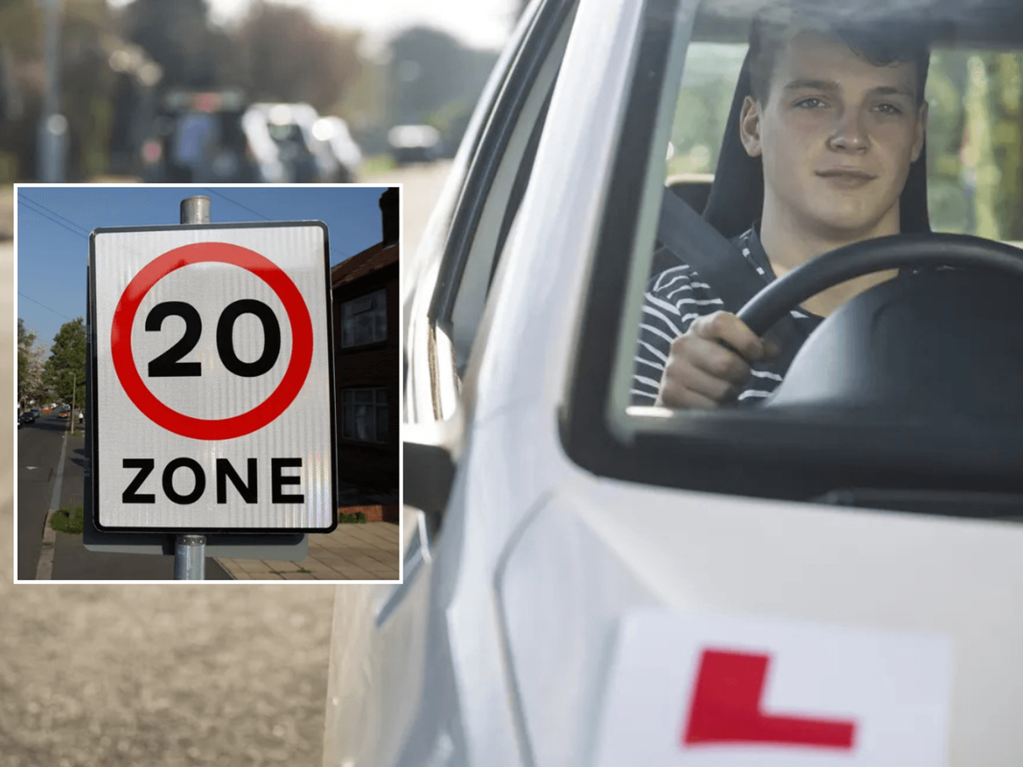 20mph sign and young driver