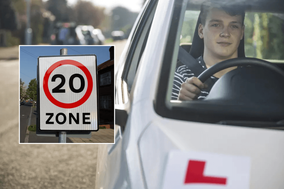 20mph sign and young driver