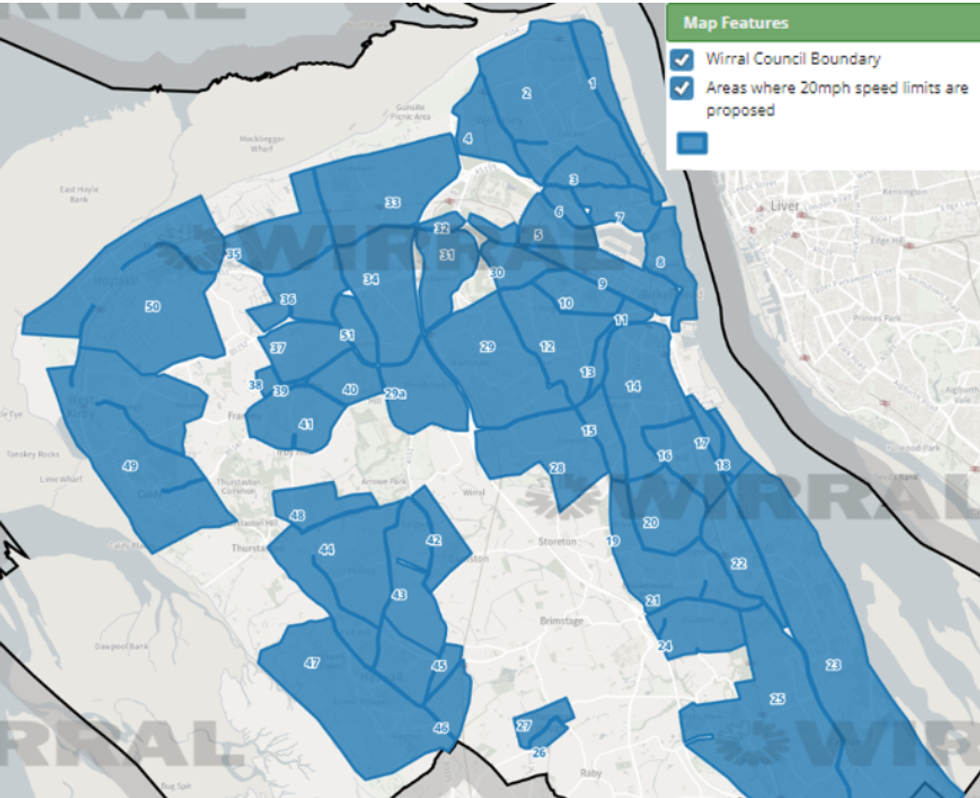 20mph speed limit proposals in the Wirral