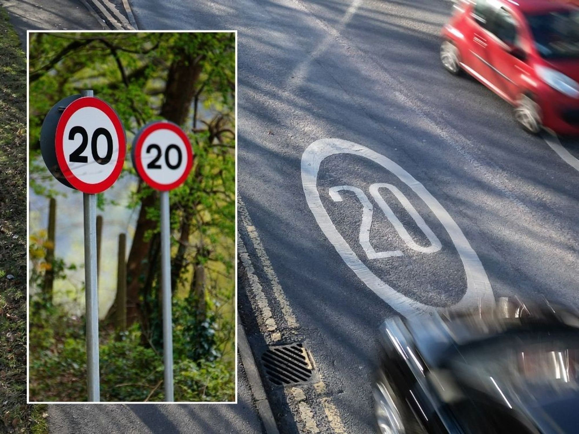 20mph speed limit sign and a 20mph road