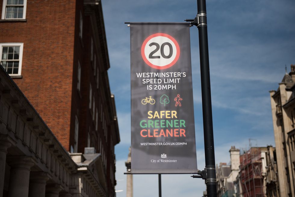 20mph speed limit sign in Westminster, London
