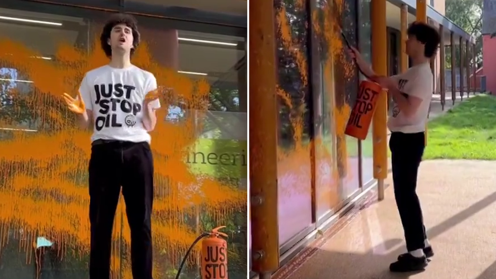 21-year-old Ben Meehan covers Queen's Building in Bristol with paint