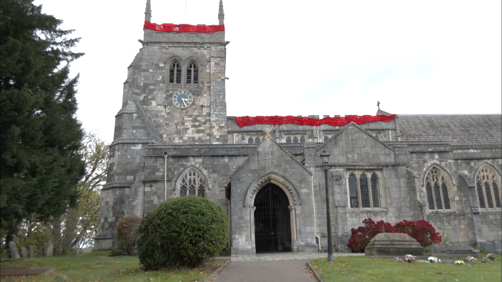 26m net of poppies wrapped around All Saints Church in West Yorkshire