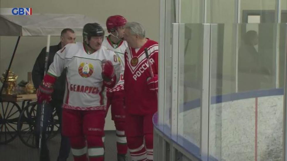 Putin and Lukashenko team up for ice hockey game in Russia