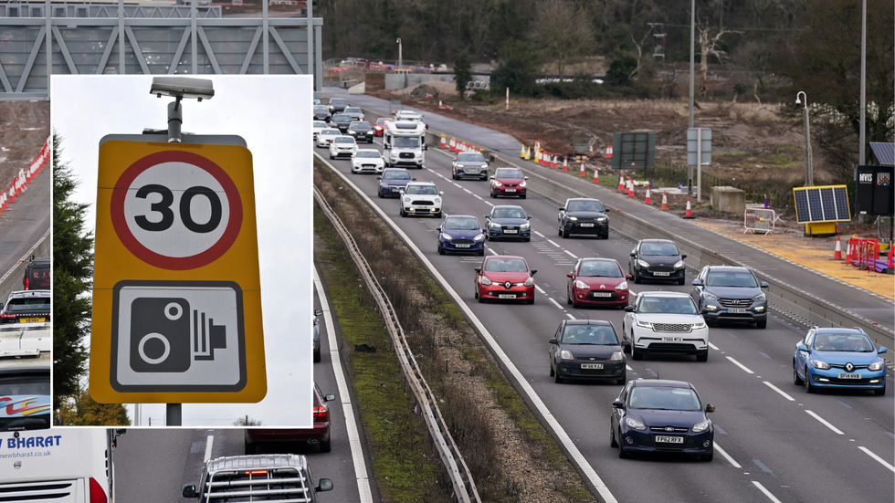 30mph sign and UK busy road