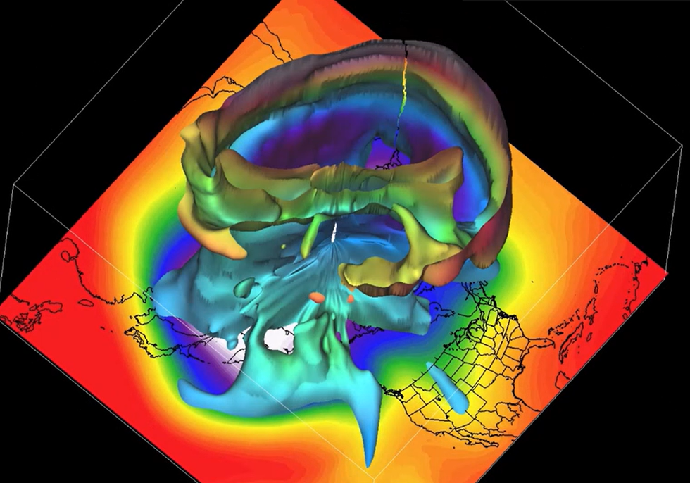3D simulation of the polar vortex over the North Pole, Canada and Europe\u200b