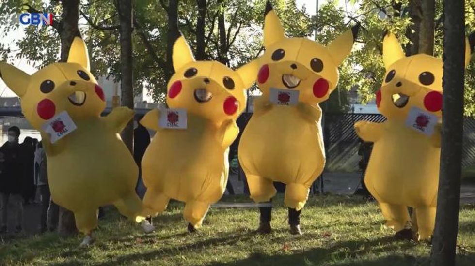Cop26: Pikachu protesters demand end to coal power as climate protests continue