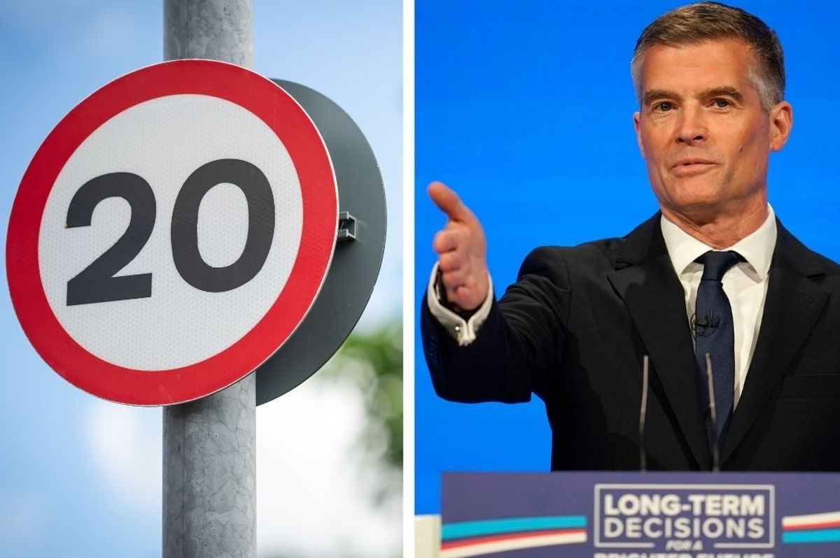 A 20mph speed limit sign and Mark Harper