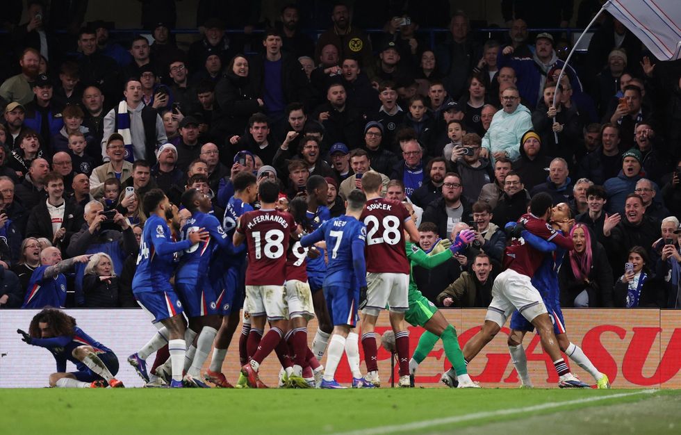 A 22-man brawl erupted as Chelsea beat West Ham