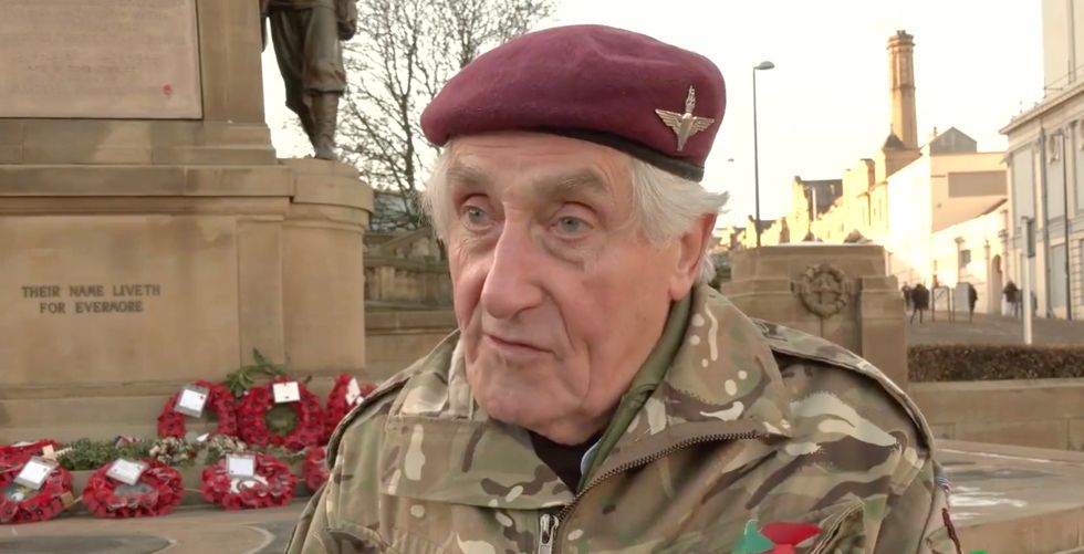 A 91-year-old veteran has completed a 40-mile walking challenge to raise funds for two armed forces charities.