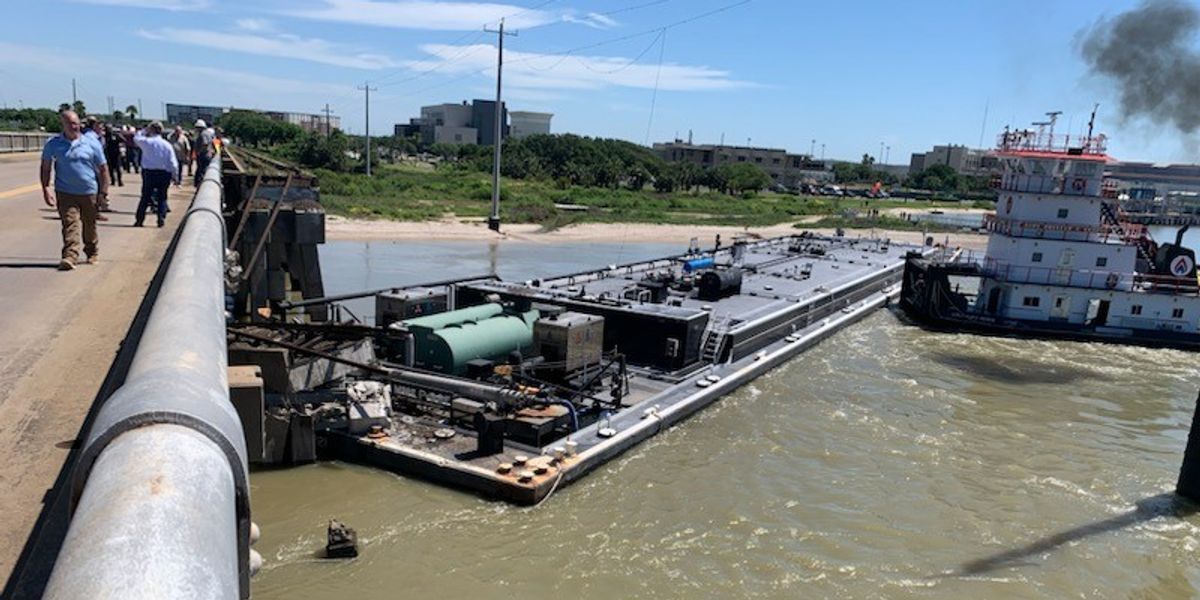 NextImg:Texas bridge crash: Barge collides with key crossing leaving island residents stranded