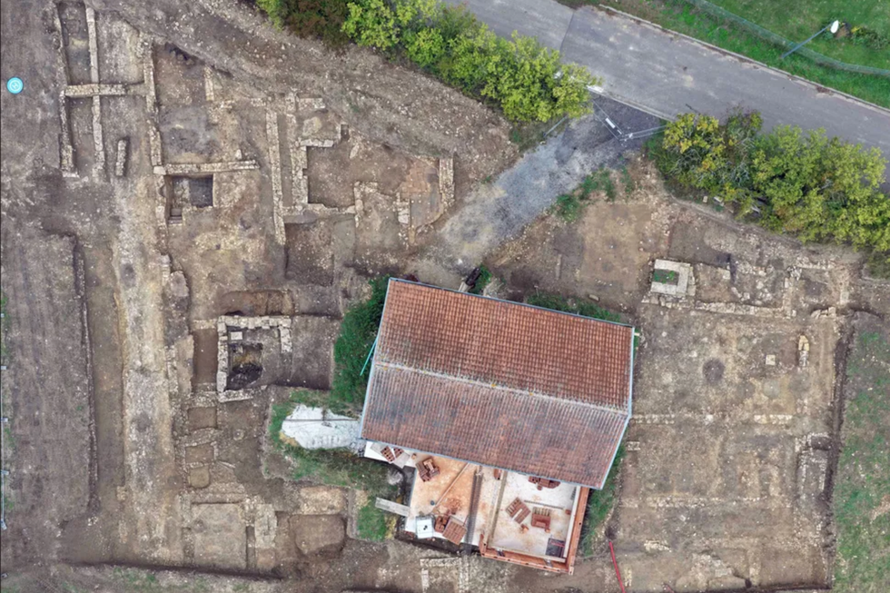 A bird's-eye view of the excavated area in Senon, France