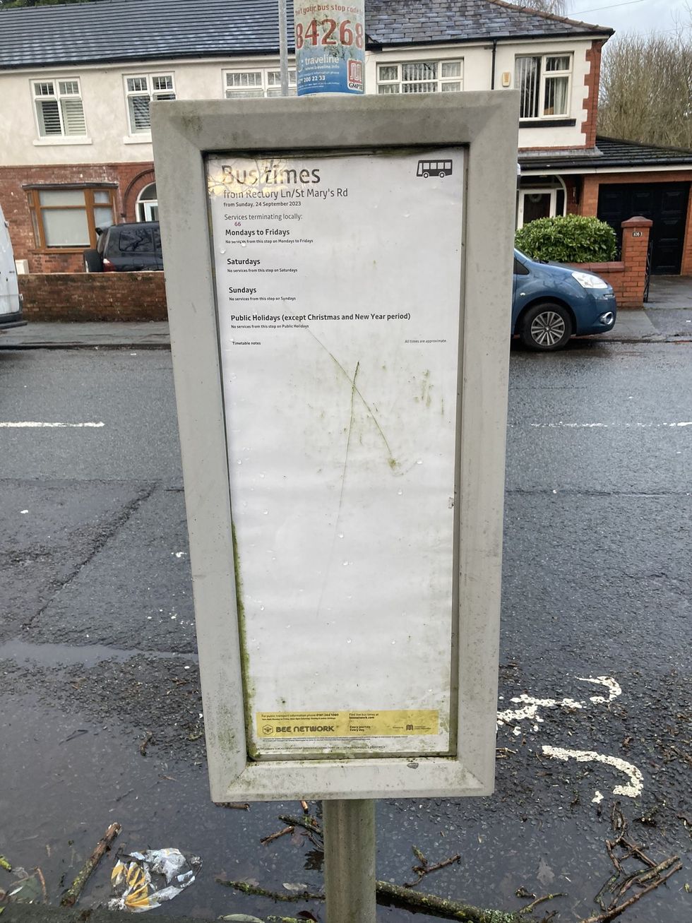 A blank bus timetable
