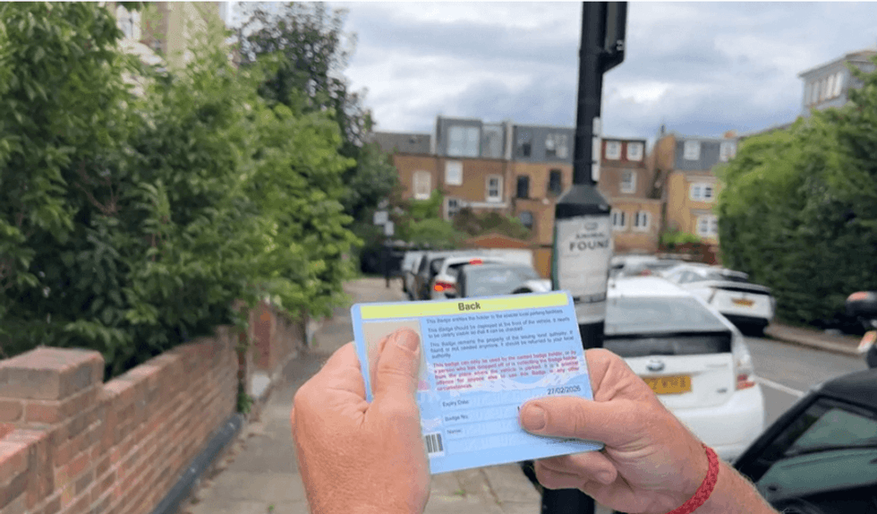 A Blue Badge parking permit