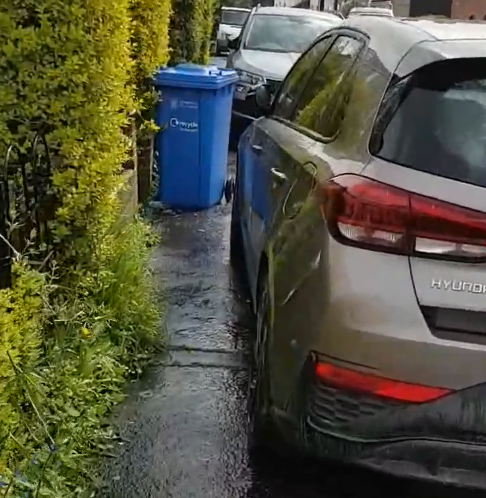 A blue wheelie bin meant the resident had to evade another object obstructing the pavement