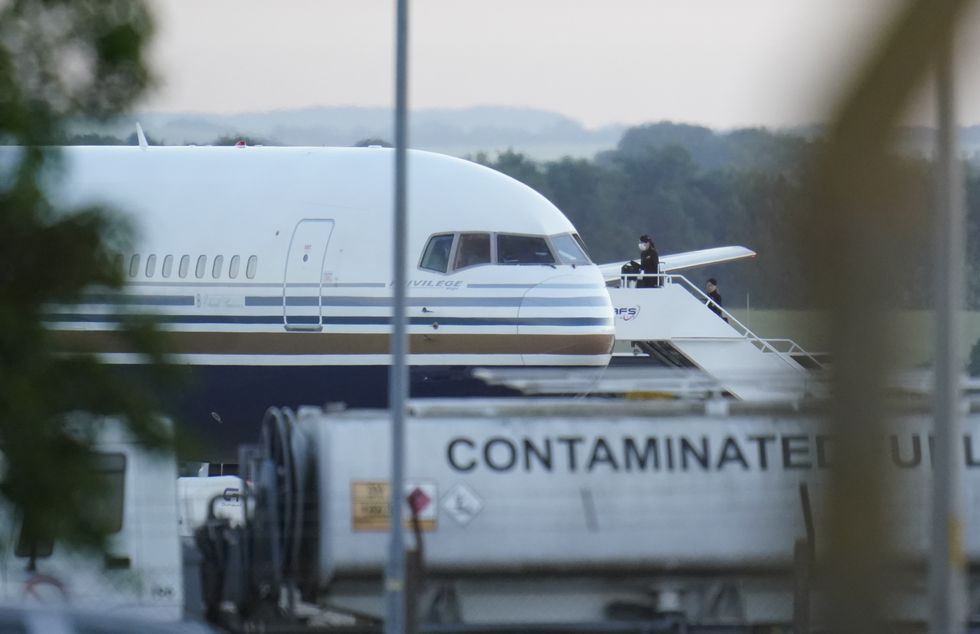 A Boeing 767 aircraft at MoD Boscombe Down, near Salisbury, which is believed to be the plane set to take asylum seekers from the UK to Rwanda. Picture date: Tuesday June 14, 2022.