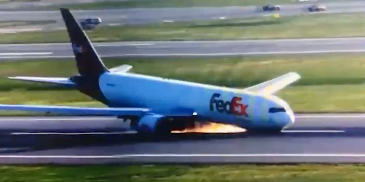 NextImg:Boeing 767 smashes into runway in Turkey after FedEx postal plane forced to make emergency landing
