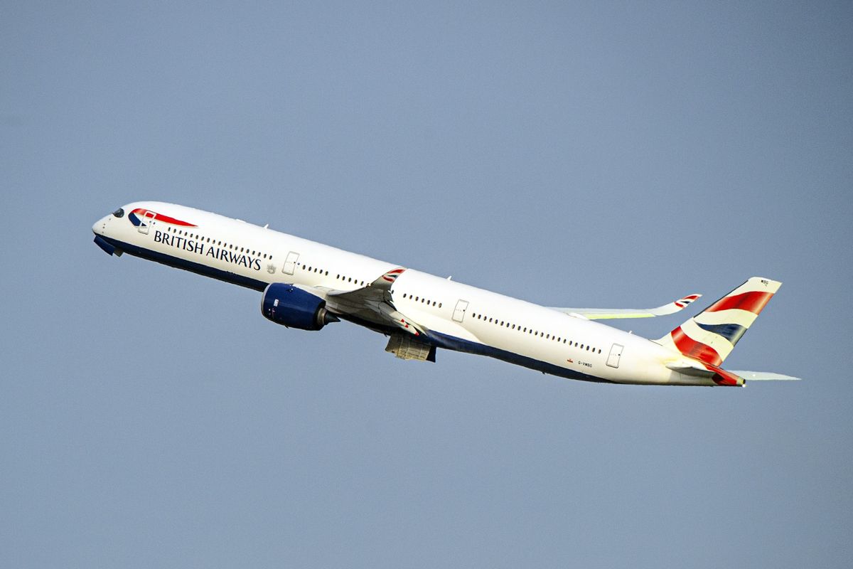 A British Airways plane during flight