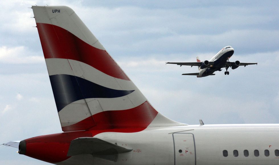 A British Airways plane takes off from Heathrow Airport