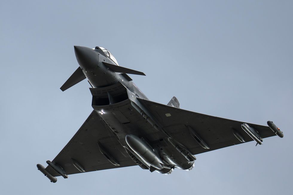 A British Royal Air Force Eurofighter Typhoon fighter aircraft