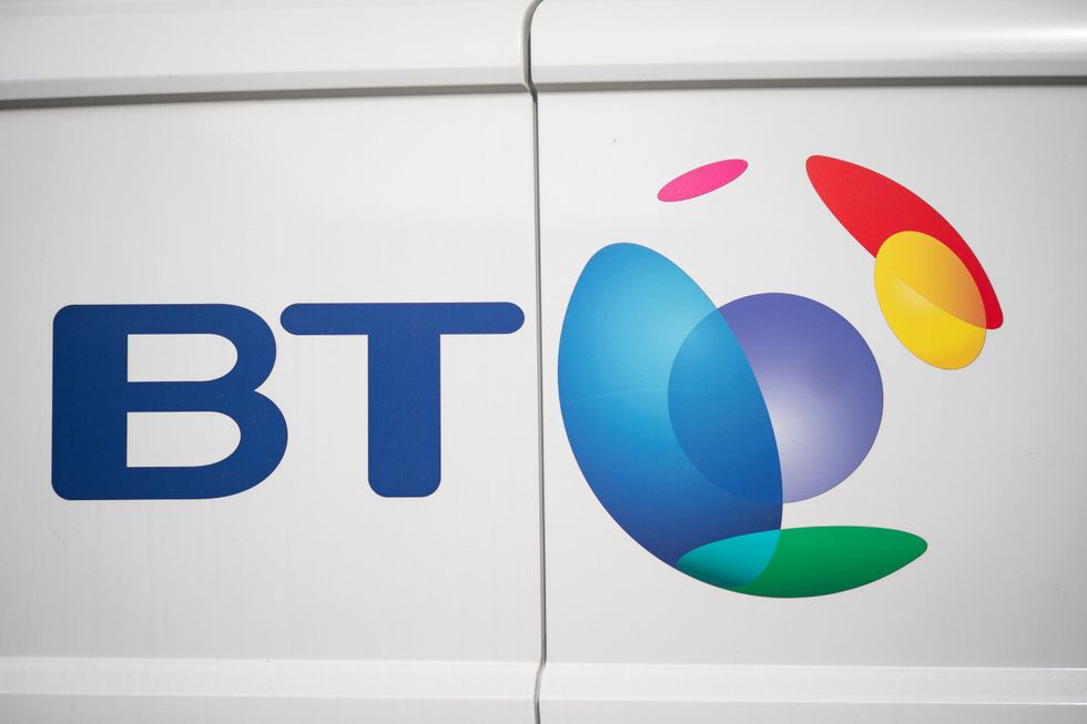 A BT logo on a van in London