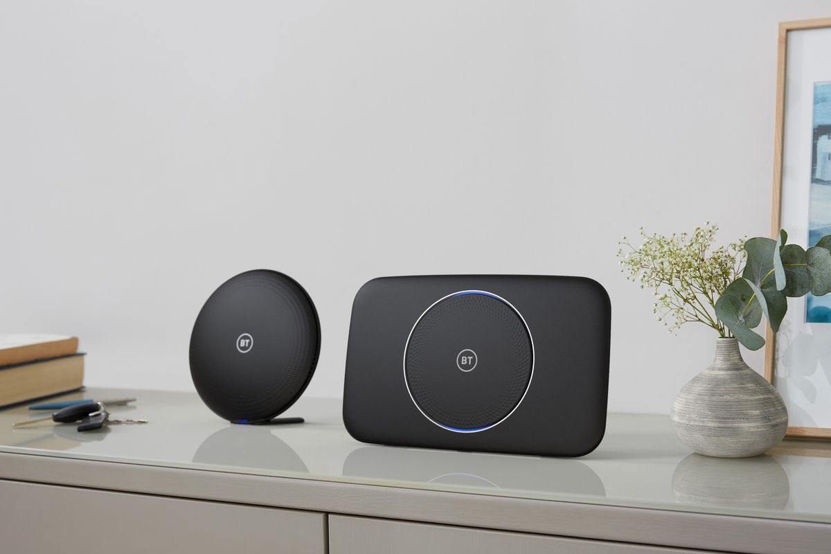 a bt smart hub 2 is pictured in a home