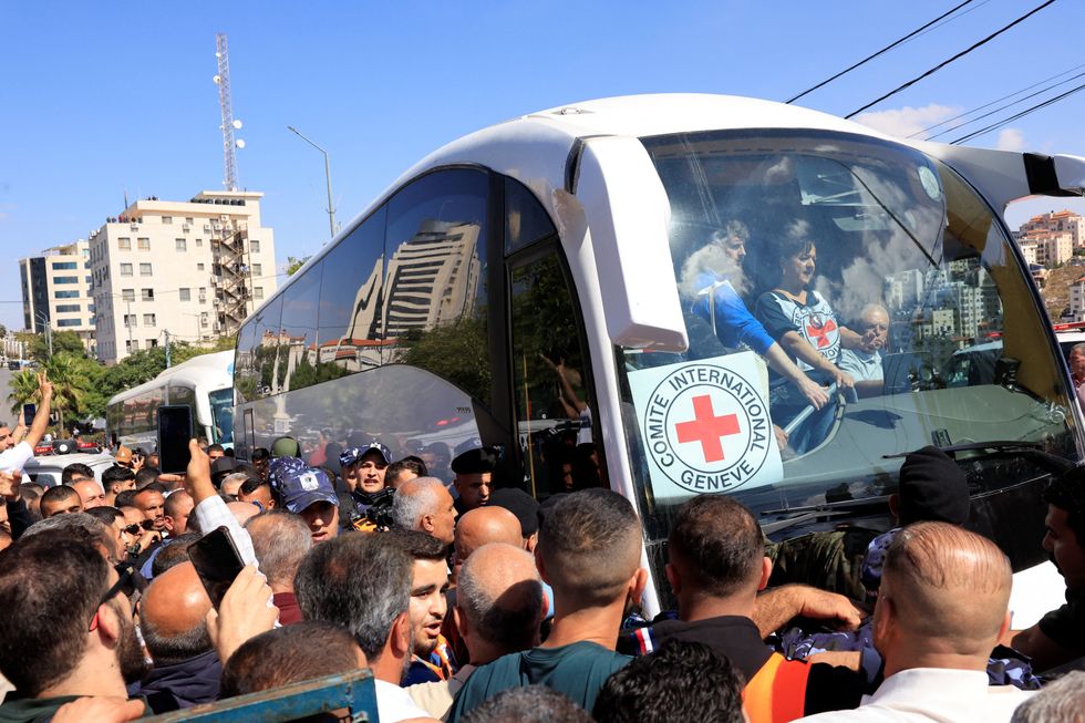 A bus arrives in Palestine