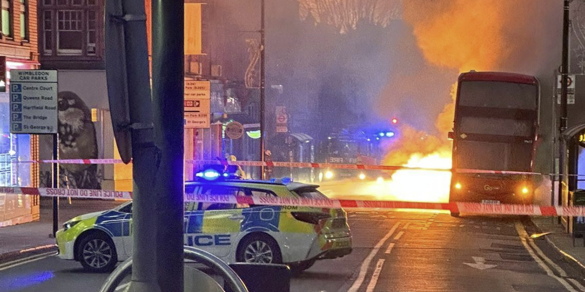 NextImg:Wimbledon bus fire: Police declare critical incident as flames engulf vehicle with 'loud bang' heard