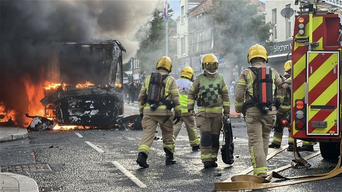 A bus was set on fire in Belfast