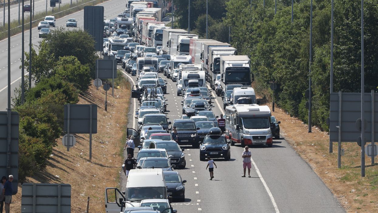 A busy motorway in warm weather
