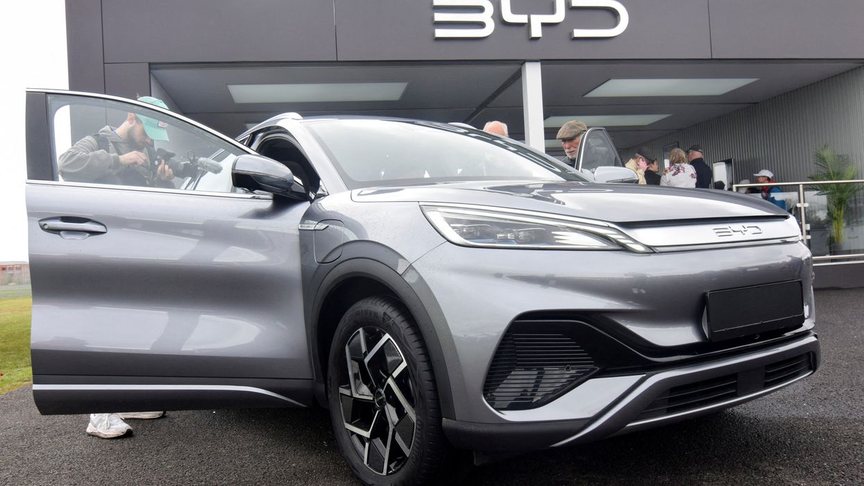 A BYD electric vehicle on display in Farnborough