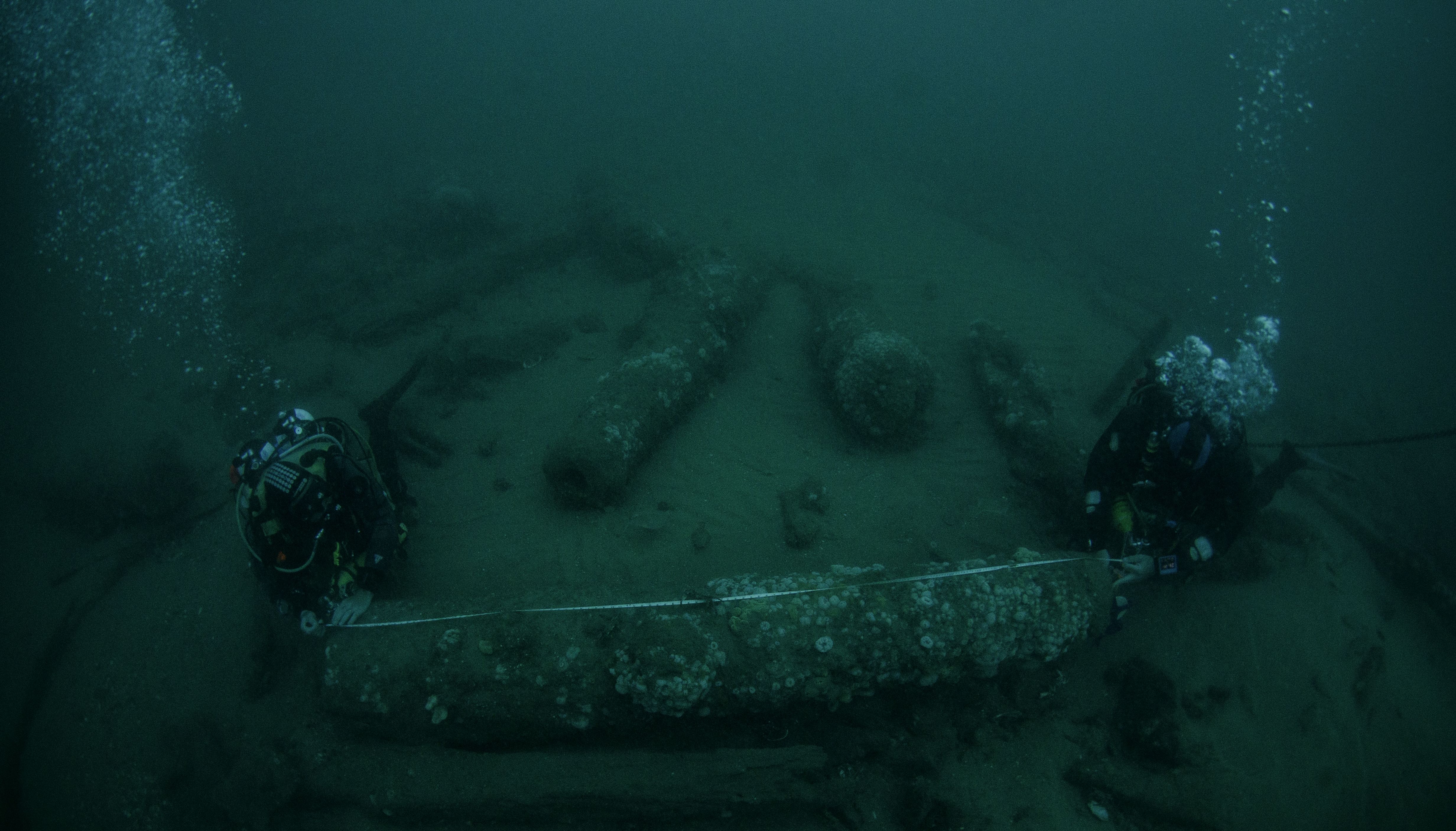 A canon from the ship was discovered on the sea bed