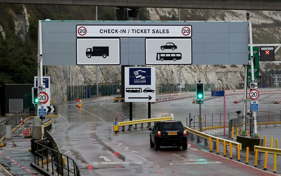 A car arrives at the Port of Dover in Kent on the first fully operational day at the port under post-Brexit regulations.