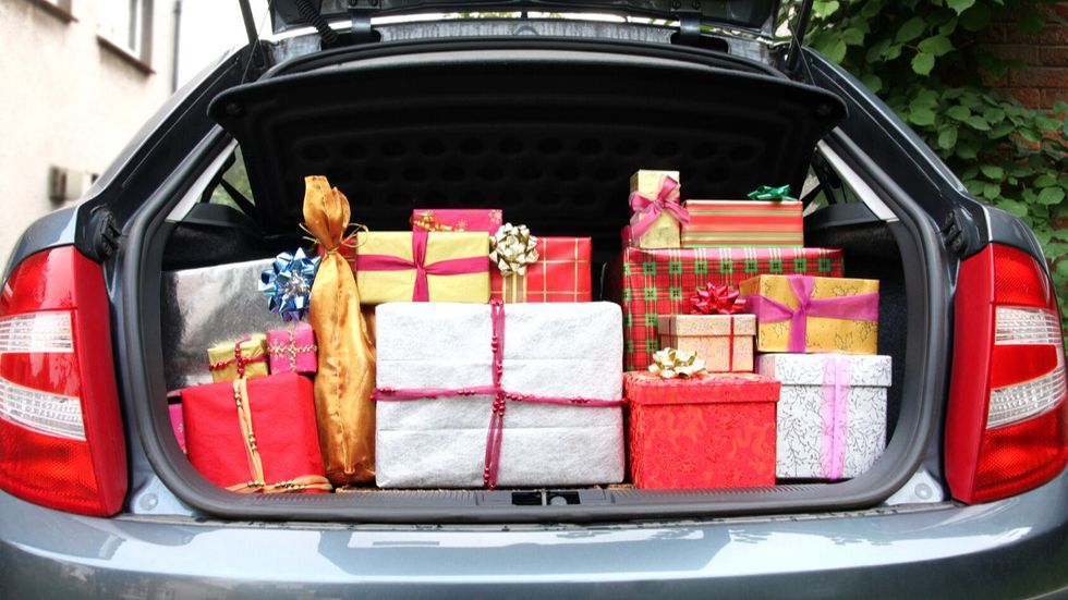 A car boot filled with Christmas presents