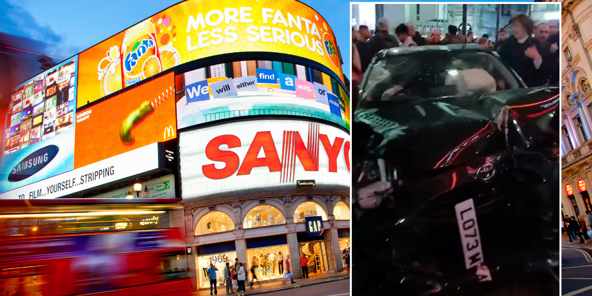 NextImg:Three hospitalised after car ploughs over pavement and into building in central London