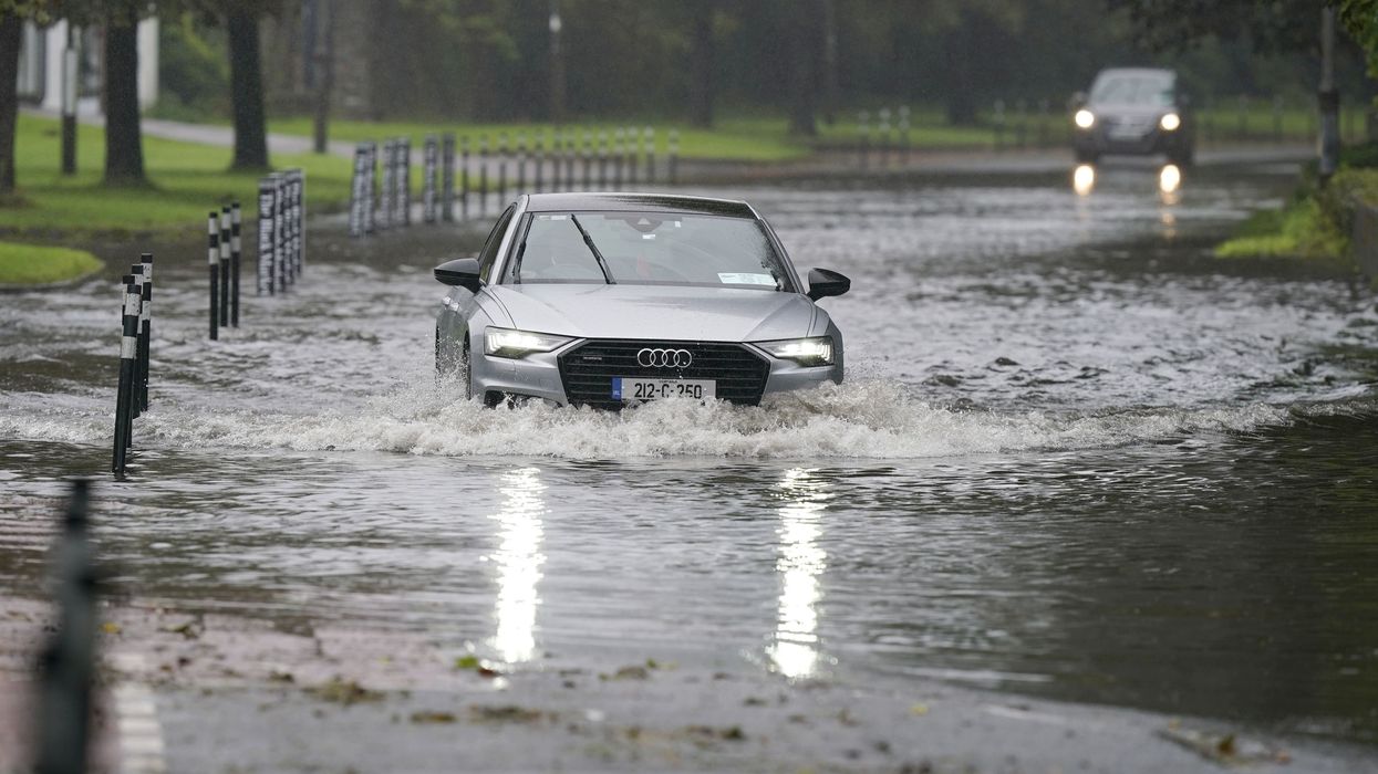 A car driving through flood water