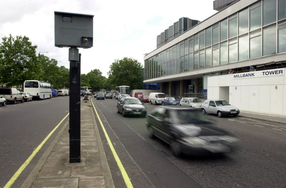 A car in Central London passes a speed camera